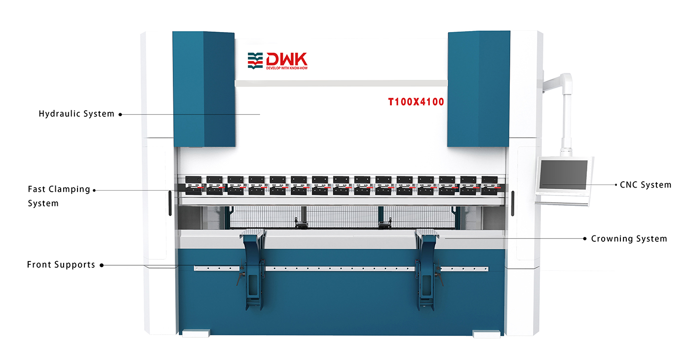 T100X4100 Press Brake 100 tons 4100mm precision sheet metal bending machine front view