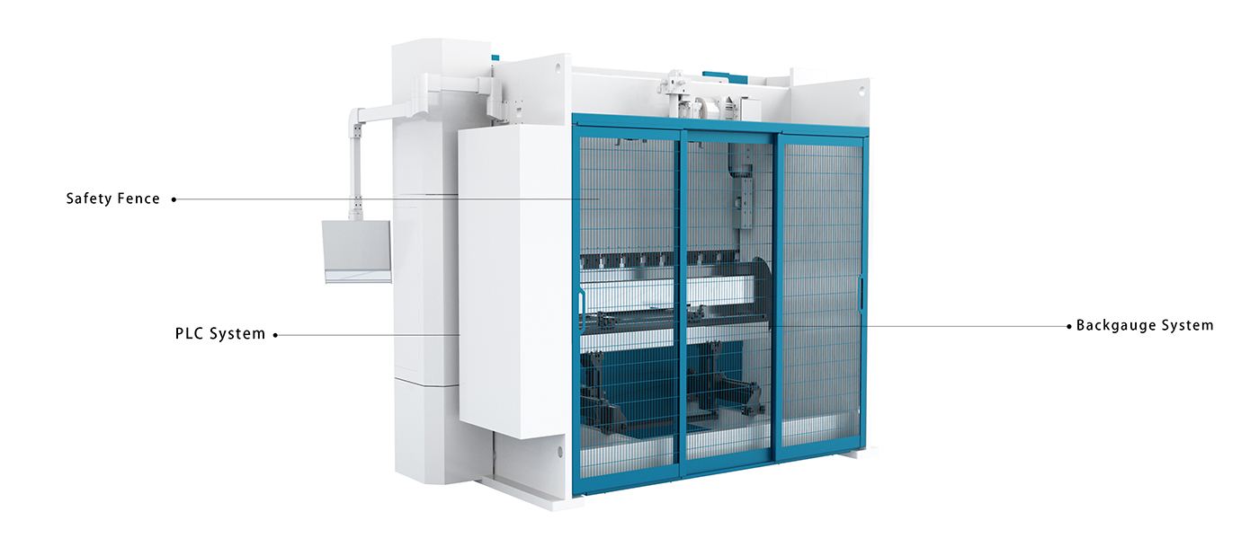 Side profile of the T400x4100 Hydraulic Press Brake highlighting the hydraulic cylinders and CNC controller