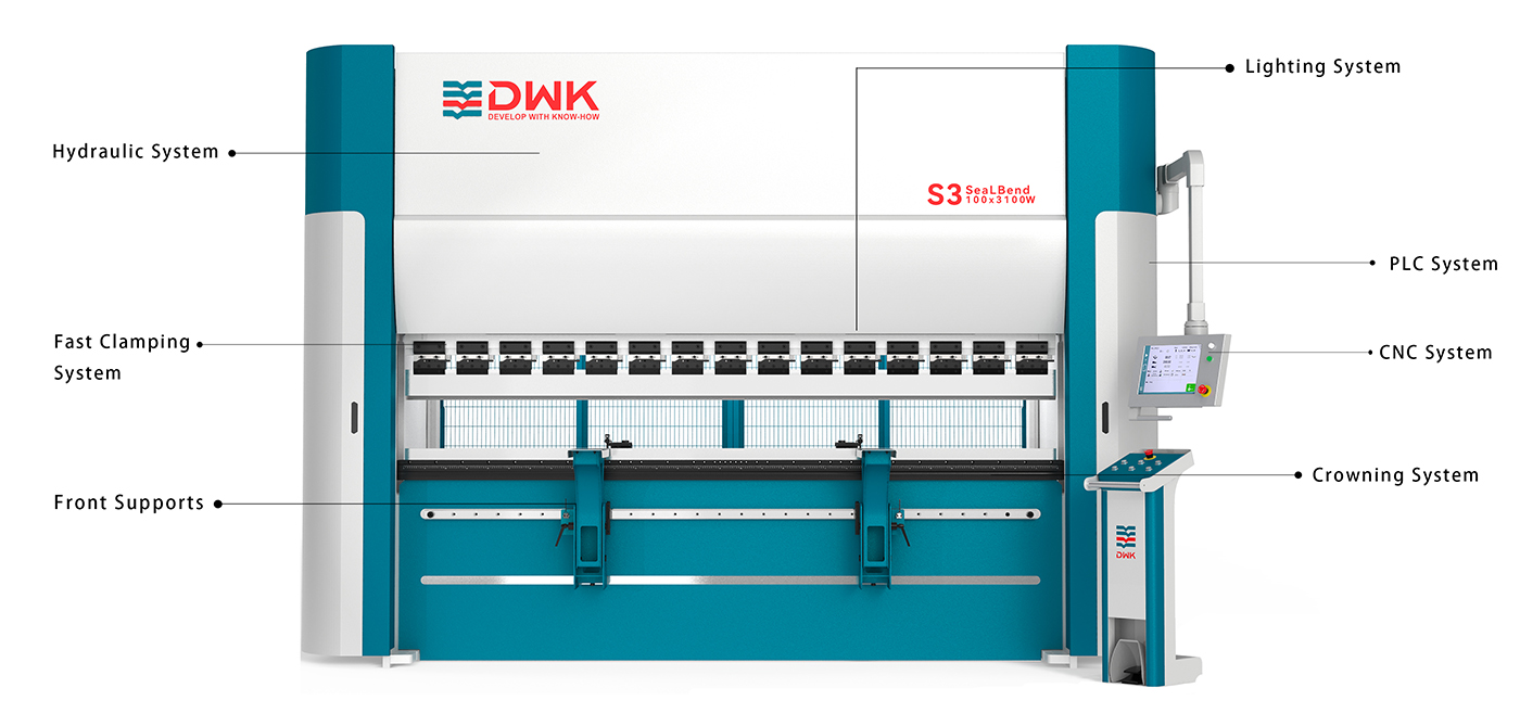 Industrial CNC press brake machine in a modern metal fabrication facility
