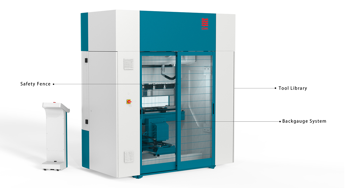 Detailed view of the S2-80-2100 press brake tooling area and 2150mm column clearance designed for efficient sheet metal loading